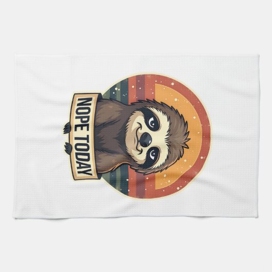 Grumpy Sloth Vintage Funny Retro Shirt Design キッチンタオル (横)