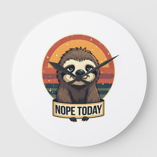 Grumpy Sloth Vintage Funny Retro Shirt Design ラージ壁時計 (正面)