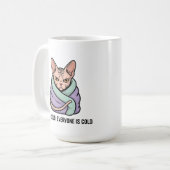 Grumpy Sphynx Cat Cold Humor Cartoon Art コーヒーマグカップ (正面左)