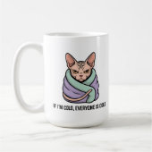 Grumpy Sphynx Cat Cold Humor Cartoon Art コーヒーマグカップ (左)