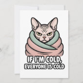 Grumpy Sphynx Cat Cold Humor Cartoon Art シーズンカード (正面)