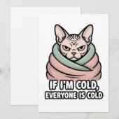 Grumpy Sphynx Cat Cold Humor Cartoon Art シーズンカード (正面/裏面)