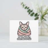 Grumpy Sphynx Cat Cold Humor Cartoon Art シーズンポストカード (スタンド正面)