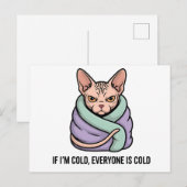 Grumpy Sphynx Cat Cold Humor Cartoon Art シーズンポストカード (正面/裏面)