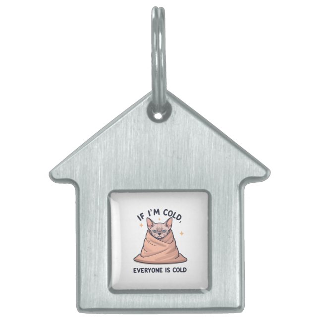 Grumpy Sphynx Cat Cold Humor Cartoon Art ペットネームタグ (正面)