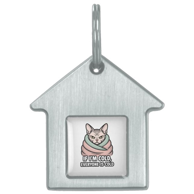 Grumpy Sphynx Cat Cold Humor Cartoon Art ペットネームタグ (正面)