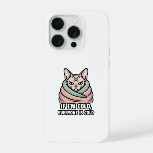 Grumpy Sphynx Cat Cold Humor Cartoon Art iPhoneケース (裏面)