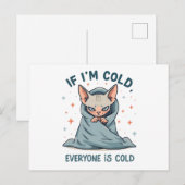 Grumpy Sphynx Cat Cold Humor Cartoon Design シーズンポストカード (正面/裏面)