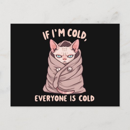 Grumpy Sphynx Cat Cold Humor Illustration ポストカード (正面)