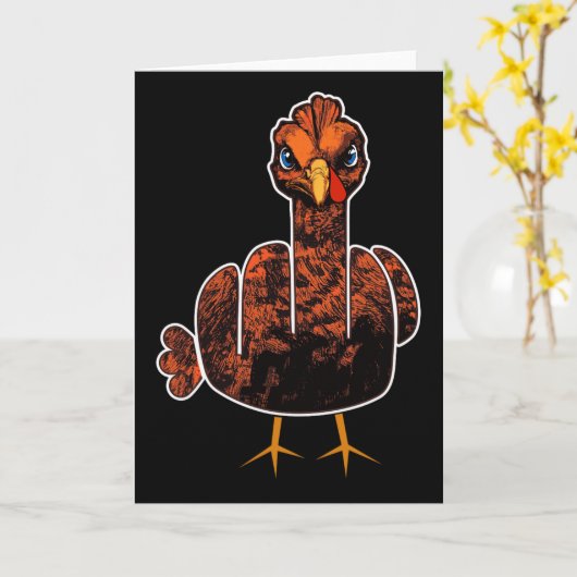 Grumpy Thanksgiving Turkey  カード (黄色い花)