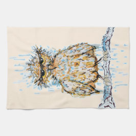 Grumpy Wet Owl キッチンタオル