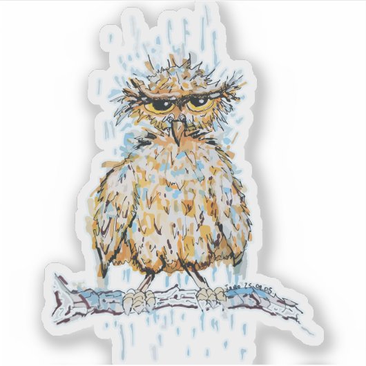 Grumpy Wet Owl シール (正面)