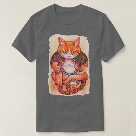Grumpy Yakuza Cat tattoo Style Japan Gift  Basebal Tシャツ (デザイン正面)