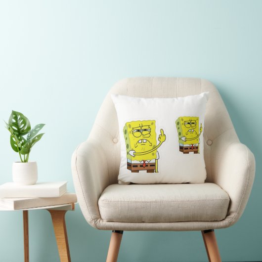 Grumpy Yellow Sponge Character Decorative Pillow クッション (椅子)