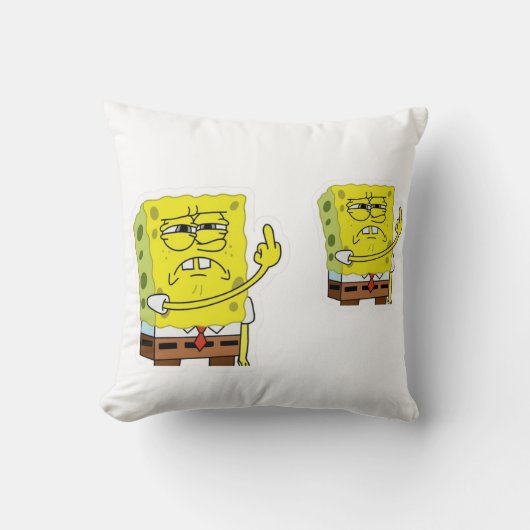 Grumpy Yellow Sponge Character Decorative Pillow クッション (正面)
