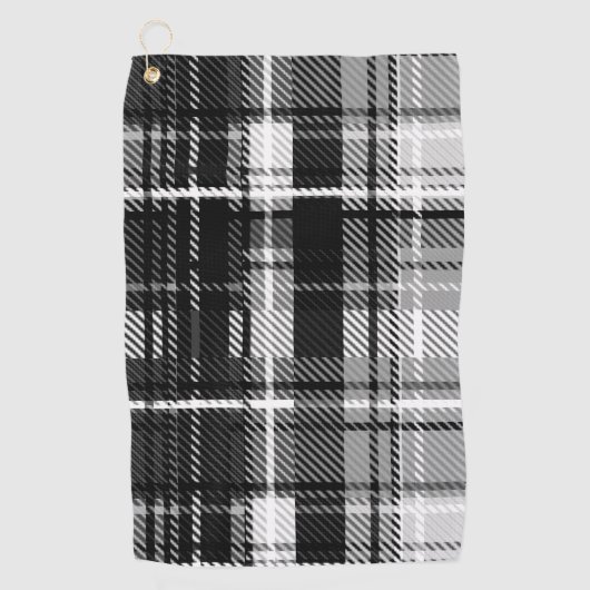 Grunde Black White Flannel Plaid Tartan Design  ゴルフタオル (正面)