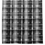 Grunde Black White Flannel Plaid Tartan Design  シャワーカーテン (正面)