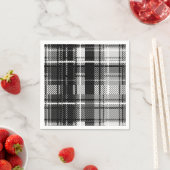 Grunde Black White Flannel Plaid Tartan Design  スタンダードカクテルナプキン (インサイチュ)