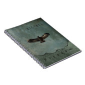 Grundyの緑及び灰色の背景のカラス飛行中に ノートブック (右側)