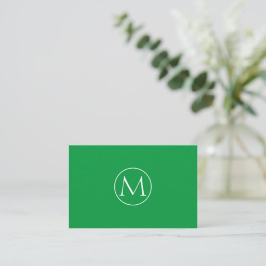 Grüne Minimal Monogramm Visitenkarte 名刺 (スタンド正面)