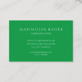 Grüne Minimal Monogramm Visitenkarte 名刺 (裏面)