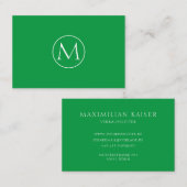 Grüne Minimal Monogramm Visitenkarte 名刺 (正面/裏面)