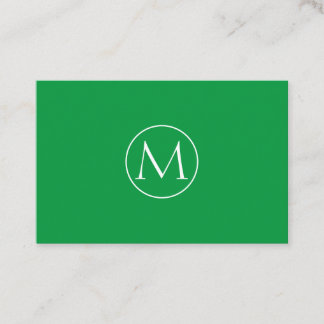 Grüne Minimal Monogramm Visitenkarte 名刺