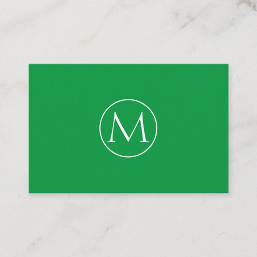 Grüne Minimal Monogramm Visitenkarte 名刺 (正面)