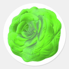 Grüne Rosenblüte – Florales 3D-Design -  ラウンドシール
