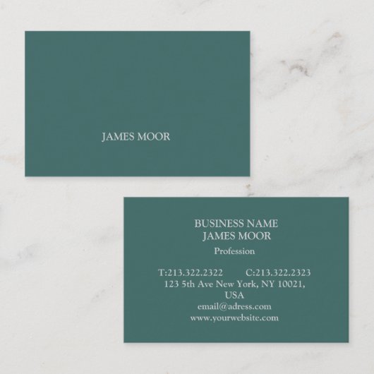 Grüne Visitenkarte mit grauer Schrift 名刺 (正面/裏面)