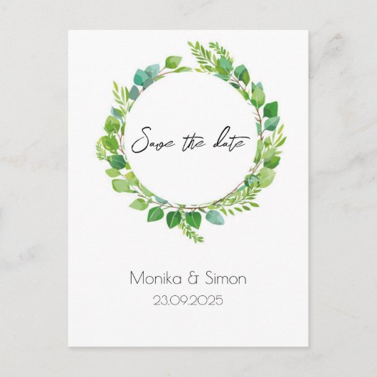 grüner boho Blätterkranz, schlicht, modern ポストカード (正面)