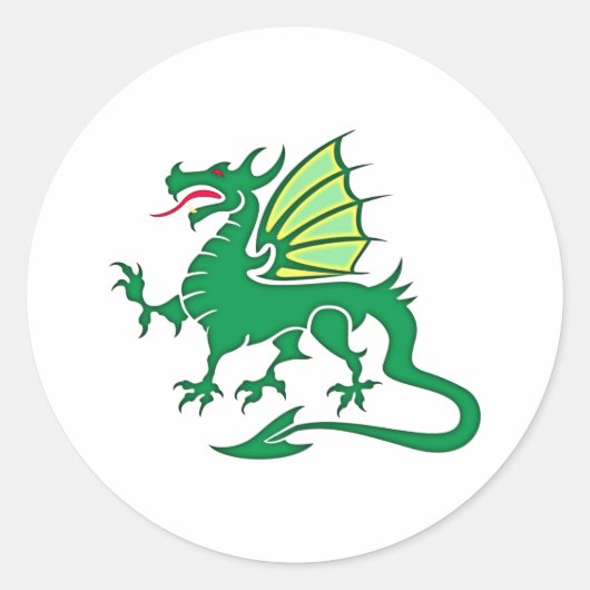 grüner Drache green dragon ラウンドシール (正面)