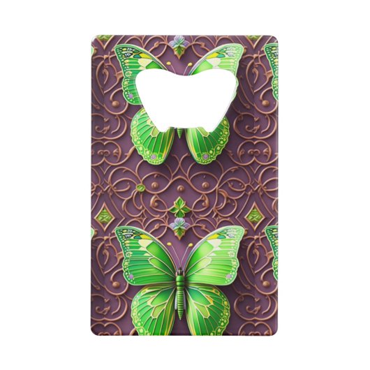 Grüner Schmetterling 3D Optik クレジットカード栓抜き (正面)