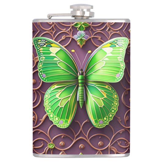 Grüner Schmetterling 3D Optik フラスク (正面)