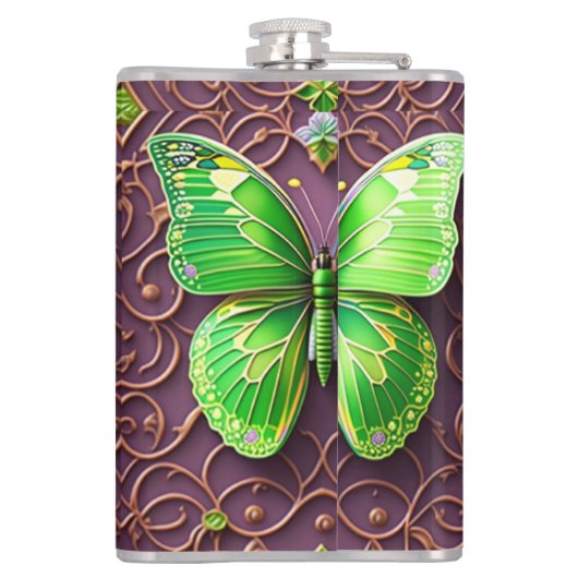 Grüner Schmetterling 3D Optik フラスク (裏面)