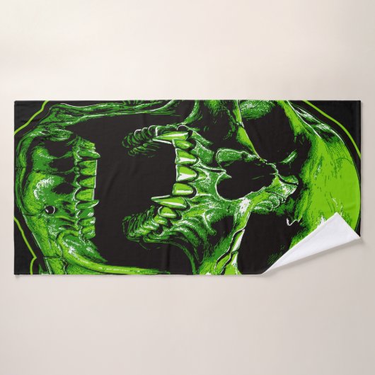 Grüner Vampirschädel バスタオル (バスタオル)