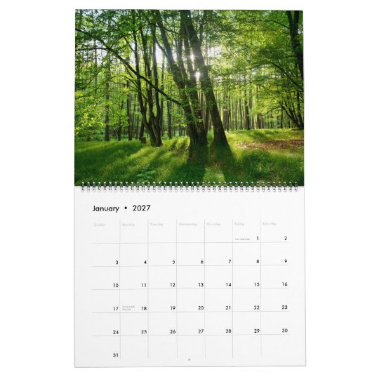 Grüner Wald カレンダー (1月 2027)