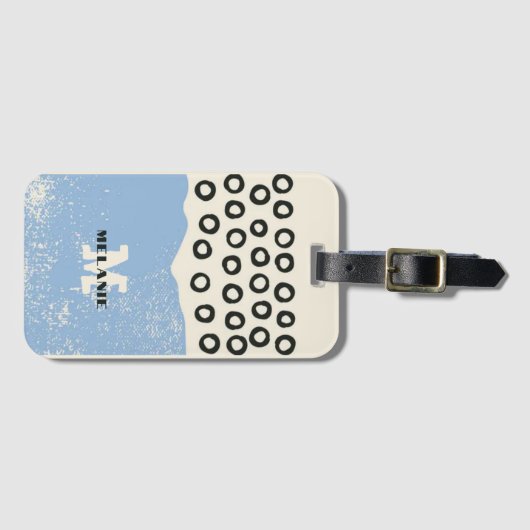 Grunge aesthetic abstract minimal Monogram ラゲッジタグ (正面横)