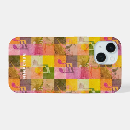 Grunge Aesthetic Cool Music Art Custom Name iPhone 15ケース (裏面横)