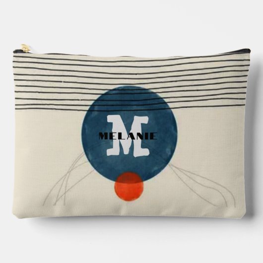 Grunge aestheticstripes minimal Monogram アクセサリーポーチ (正面)