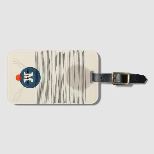 Grunge aestheticstripes minimal Monogram ラゲッジタグ (正面横)