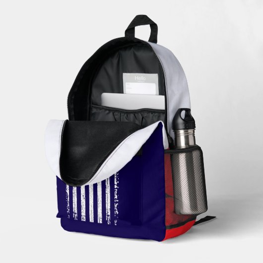 Grunge American Flag プリントバックパック (裏面右端 (見開き))