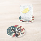 Grunge American Flag Boston Terrier Dog コースター (側面)