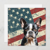 Grunge American Flag Boston Terrier Dog Flat Card (正面/裏面)