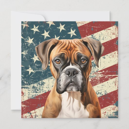 Grunge American Flag Boxer Dog (正面)