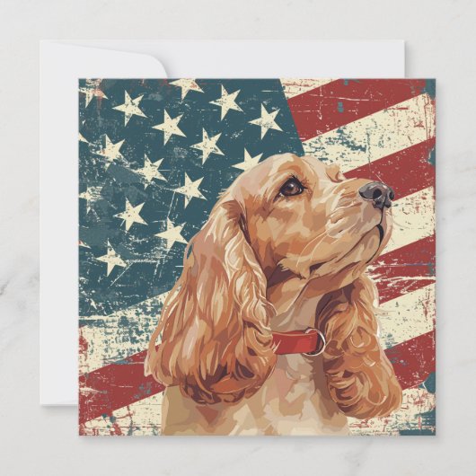 Grunge American Flag Cocker Spaniel Dog (正面)