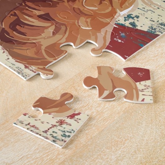 Grunge American Flag Cocker Spaniel Dog ジグソーパズル (側面)