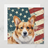 Grunge American Flag Corgi Dog Flat Card (正面/裏面)