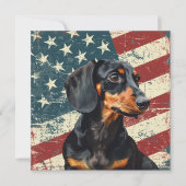 Grunge American Flag Dachshund Dog (正面)