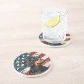 Grunge American Flag Dachshund Dog コースター (側面)